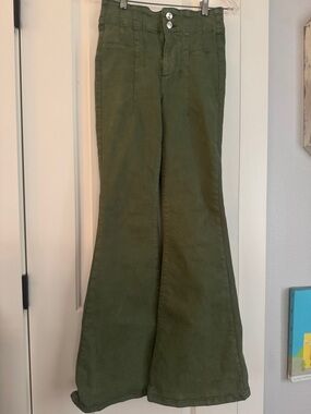 Forever 21 Olive Green High-Waist Flare Jeans